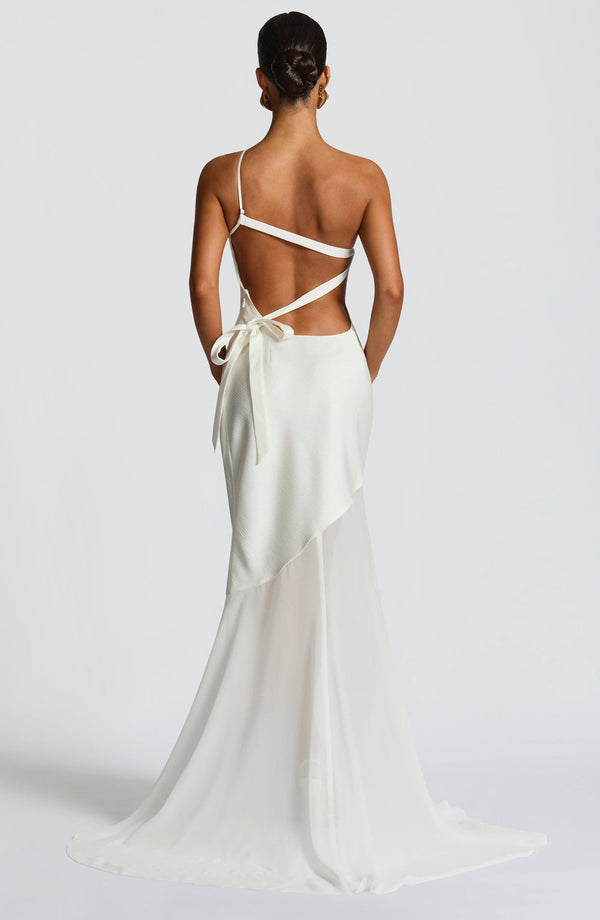 Vestido de Festa Longo Assimétrico de Um Ombro Só com Saia de Chiffon – Dualité VIEUX OFICIAL