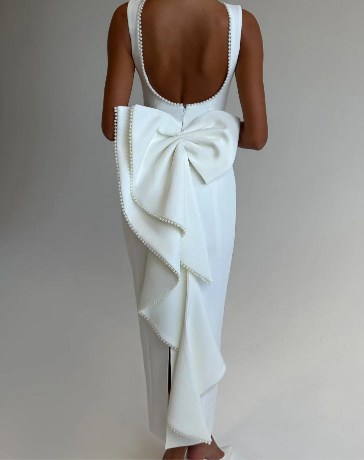 Vestido de Festa Longo Sereia com Laço e Pérolas – Étoile VIEUX OFICIAL