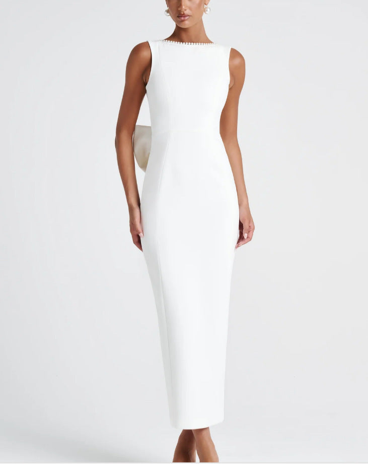 Vestido de Festa Longo Sereia com Laço e Pérolas – Étoile VIEUX OFICIAL