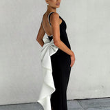 Vestido de Festa Longo Sereia com Laço e Pérolas – Étoile VIEUX OFICIAL