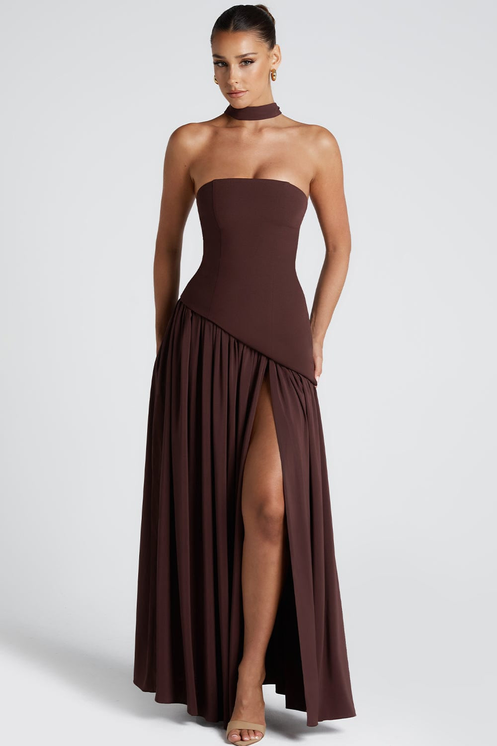Vestido de Festa Longo Tomara que Caia com Corpete Estruturado e Saia Assimétrica Plissada – Atelier VIEUX OFICIAL