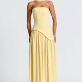 Vestido de Festa Longo Tomara que Caia com Corpete Estruturado e Saia Assimétrica Plissada – Atelier VIEUX OFICIAL 