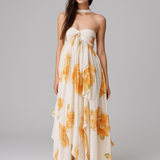 Vestido de Festa Longo com Mangas Bufantes e Saia em Camadas – Étoile VIEUX OFICIAL