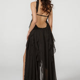Vestido de Festa Longo com Mangas Bufantes e Saia em Camadas – Étoile VIEUX OFICIAL