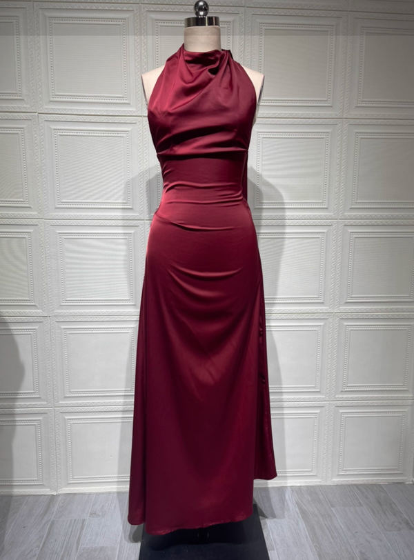 Vestido de Festa Longo de Cetim Frente Única com Echarpe – Versailles VIEUX OFICIAL