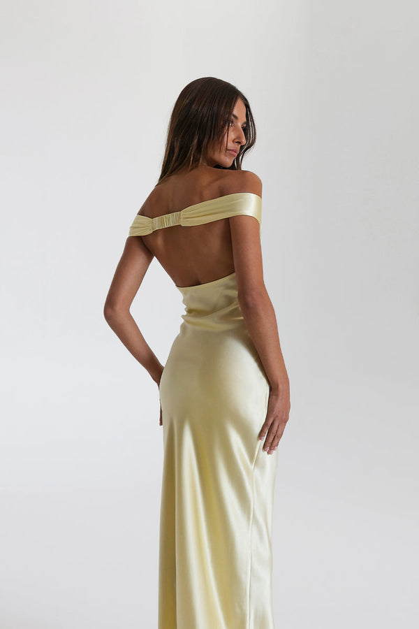 Vestido de Festa Longo de Cetim com Decote Coração Ombro a Ombro – Cannes VIEUX OFICIAL