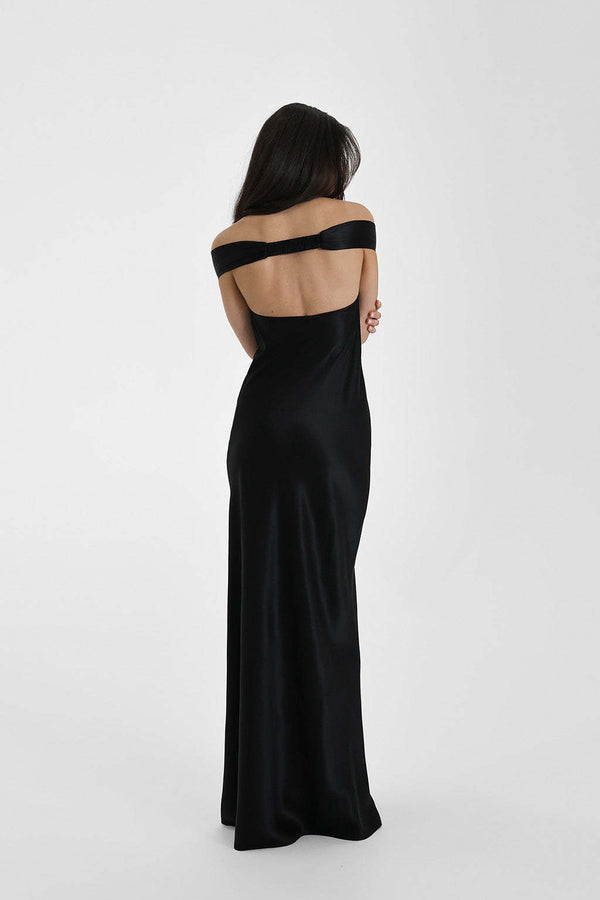 Vestido de Festa Longo de Cetim com Decote Coração Ombro a Ombro – Cannes VIEUX OFICIAL