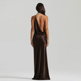 Vestido de Festa Longo de Cetim com Decote Degagê Costas Nuas – Monroe VIEUX OFICIAL