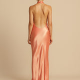 Vestido de Festa Longo de Cetim com Gola Drapê – Aphrodite VIEUX OFICIAL
