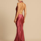 Vestido de Festa Longo de Cetim com Gola Drapê – Aphrodite VIEUX OFICIAL