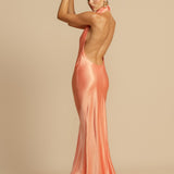 Vestido de Festa Longo de Cetim com Gola Drapê – Aphrodite VIEUX OFICIAL