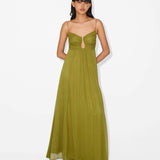 Vestido de Festa Longo de Chiffon com Busto Drapeado e Recorte Frontal – Sylvie VIEUX OFICIAL