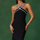 Vestido de Festa Midi Assimétrico com Alças de Cristal e Babado em Cascata – Lavande VIEUX OFICIAL