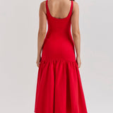Vestido de Festa Midi Estruturado com Corpete Justo e Saia Balonê Escultural – Rouge VIEUX OFICIAL