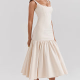 Vestido de Festa Midi Estruturado com Corpete Justo e Saia Balonê Escultural – Rouge VIEUX OFICIAL