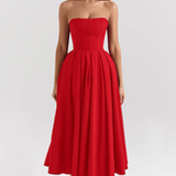 Vestido de Festa Midi Tomara que Caia com Corpete Estruturado e Saia Godê – Fiancée VIEUX OFICIAL