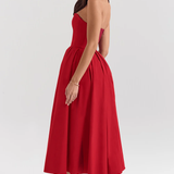 Vestido de Festa Midi Tomara que Caia com Corpete Estruturado e Saia Godê – Fiancée VIEUX OFICIAL