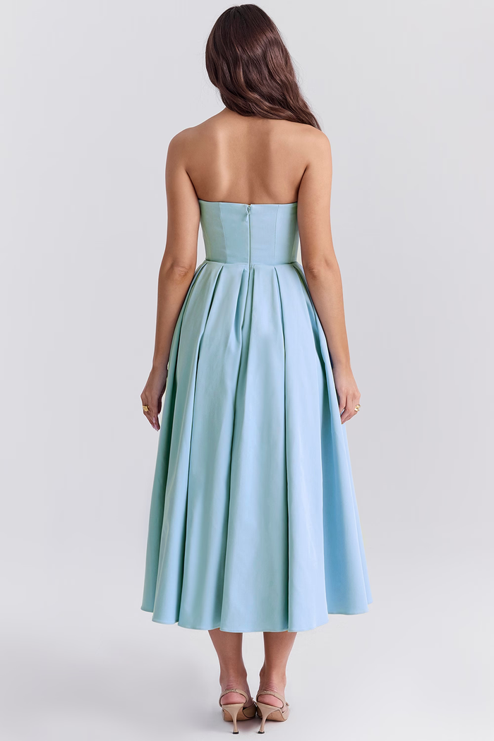 Vestido de Festa Midi Tomara que Caia com Corpete Estruturado e Saia Godê – Fiancée VIEUX OFICIAL
