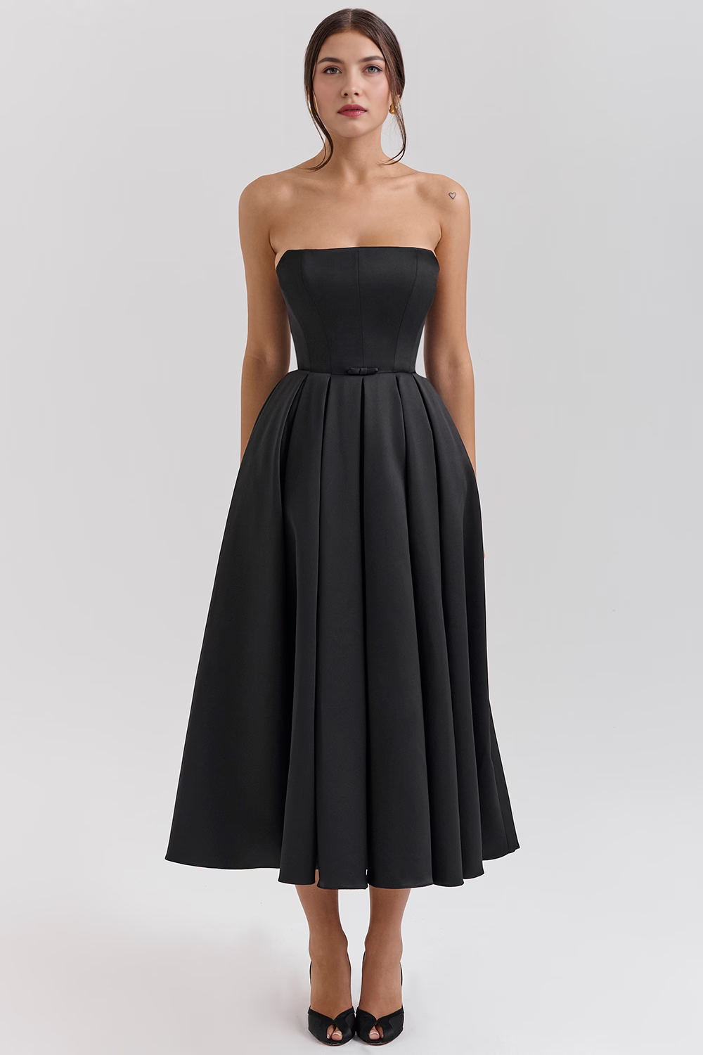 Vestido de Festa Midi Tomara que Caia com Corpete Estruturado e Saia Godê – Fiancée VIEUX OFICIAL