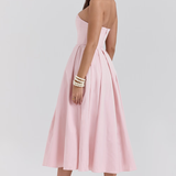 Vestido de Festa Midi Tomara que Caia com Corpete Estruturado e Saia Godê – Fiancée VIEUX OFICIAL