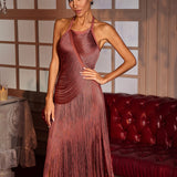 Vestido de Festa Midi de Franjas Luxo – Fitzgerald VIEUX OFICIAL