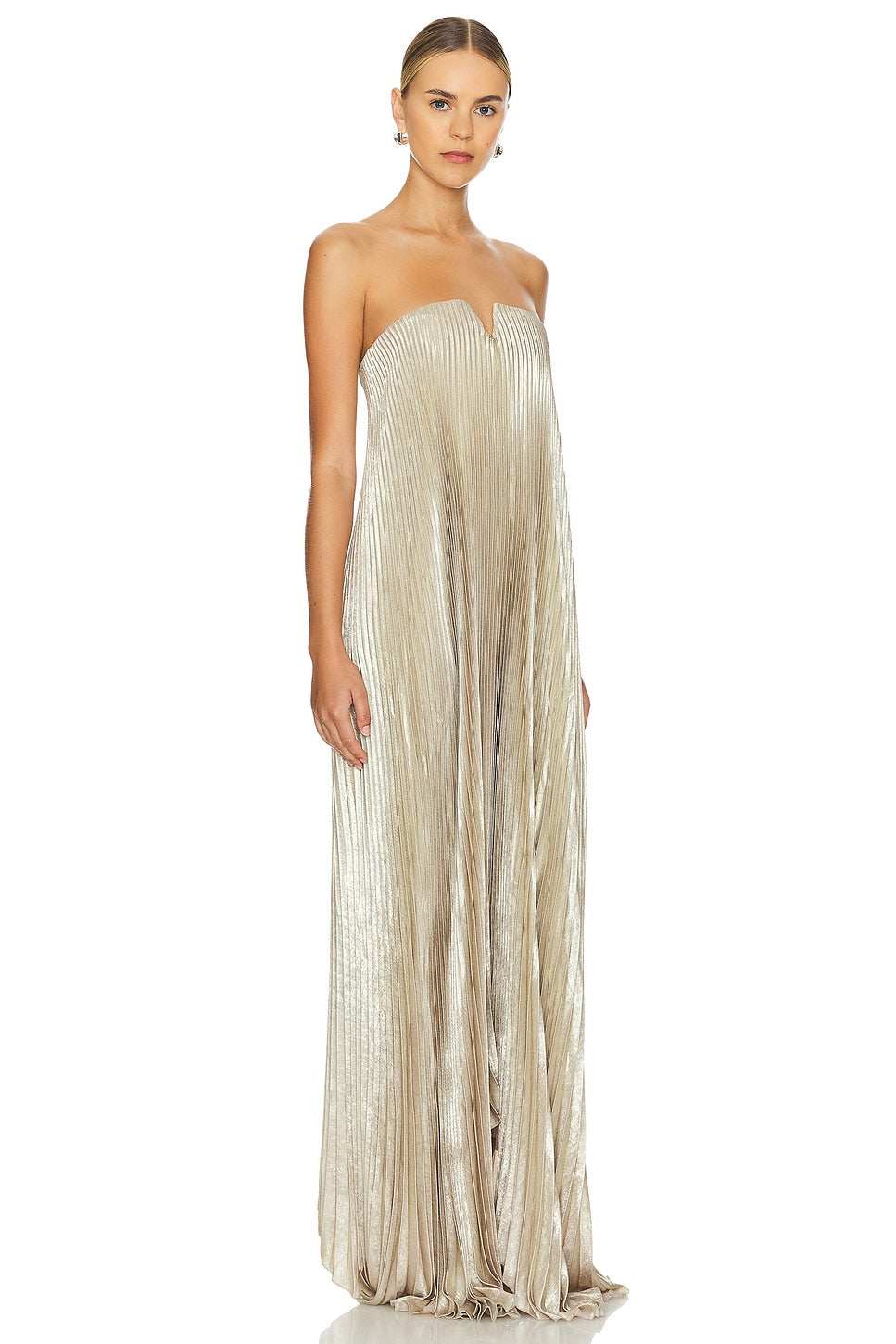 Vestido longo plissado tomara que caia evasê Olympia VIEUX OFICIAL