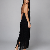 Vestido Feminino de Festa Elegante Longo Com Franjas - Montmartre