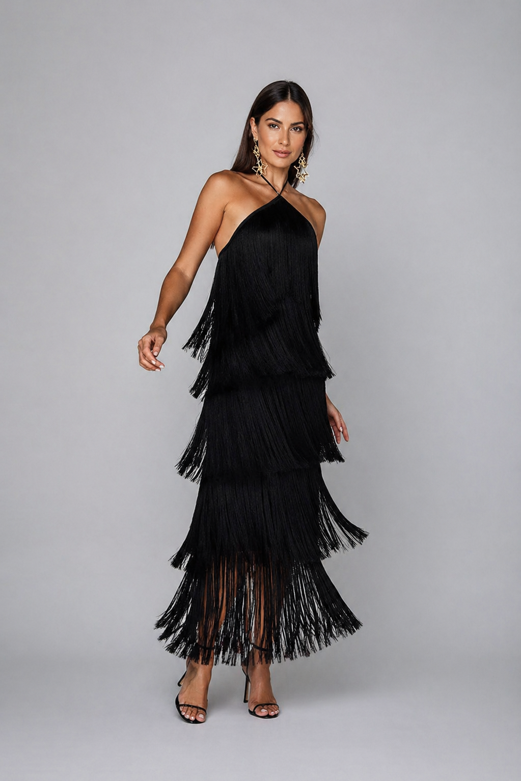 Vestido Feminino de Festa Elegante Longo Com Franjas - Montmartre - VIEUX OFICIAL