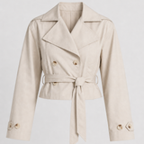 Casaco Feminino Cropped Estilo Trench Coat com Amarração Antonella - packshot