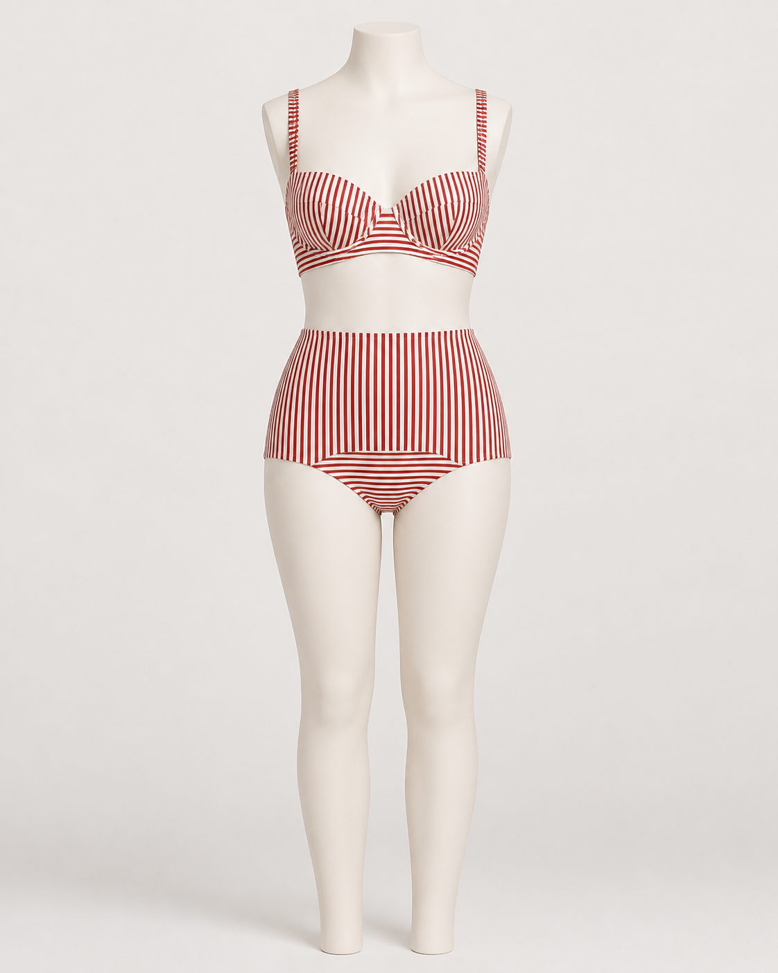 Hot Pants feminina listrada vermelho e off white – Aubeline – listrado vermelho frontal manequim