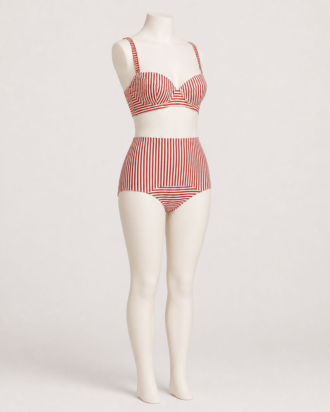 Hot Pants feminina listrada vermelho e off white – Aubeline – listrado vermelho diagonal manequim