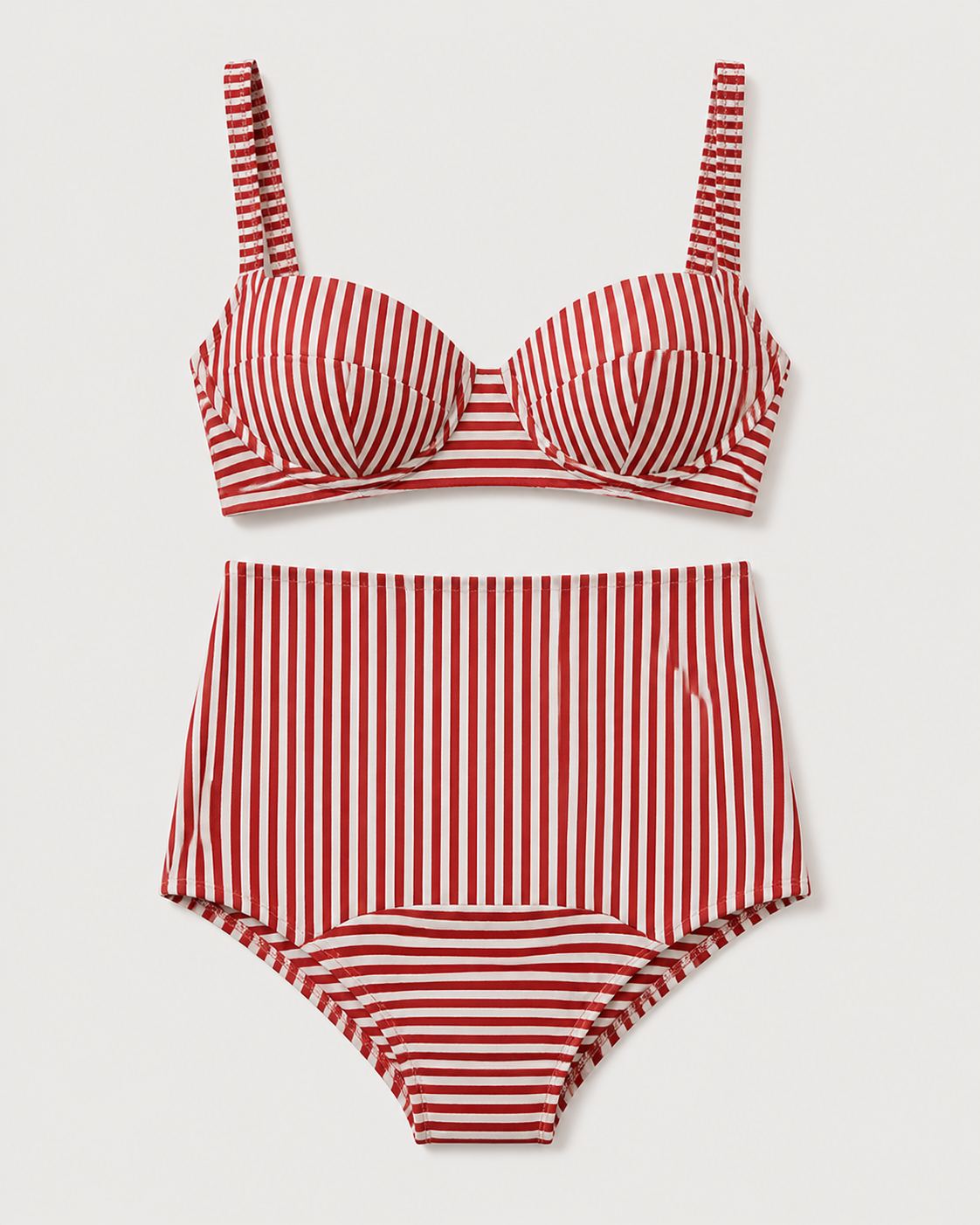 Hot Pants feminina listrada vermelho e off white – Aubeline – listrado vermelho flat lay