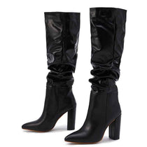 Bota feminina cano alto drapeada de bico fino Althea VIEUX OFICIAL