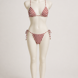 Biquíni feminino Domitille listrado terracota e off-white – imagem original frontal