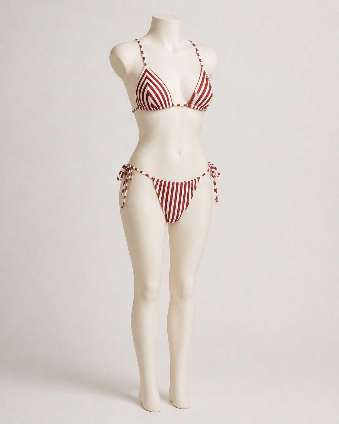 Biquíni feminino Domitille listrado terracota e off-white – imagem original diagonal