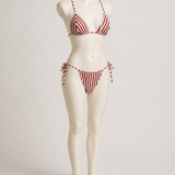 Biquíni feminino Domitille listrado terracota e off-white – imagem original diagonal