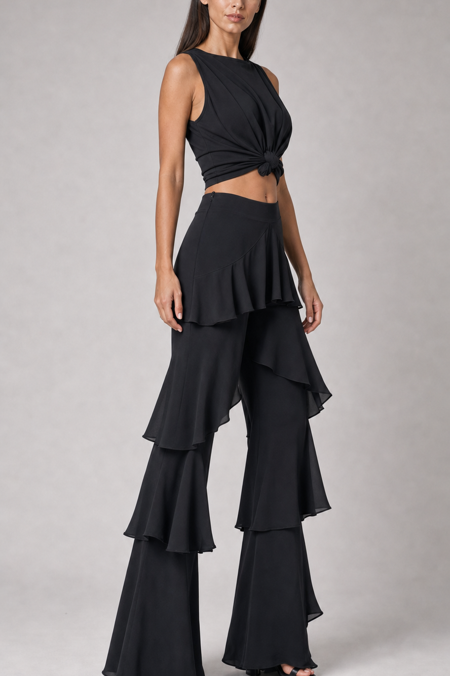 Conjunto feminino Garance preto - vista três quartos