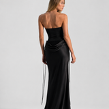 Vestido longo Maëlys preto - detalhe