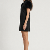 Vestido Manon preto com plumas - vista lateral