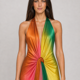Vestido Longo Ombré Multicolor Isabeau VIEUX – detalhe editorial