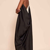 Vestido Longo de Festa Acetinado Frente Única com Costas Abertas – Quitterie