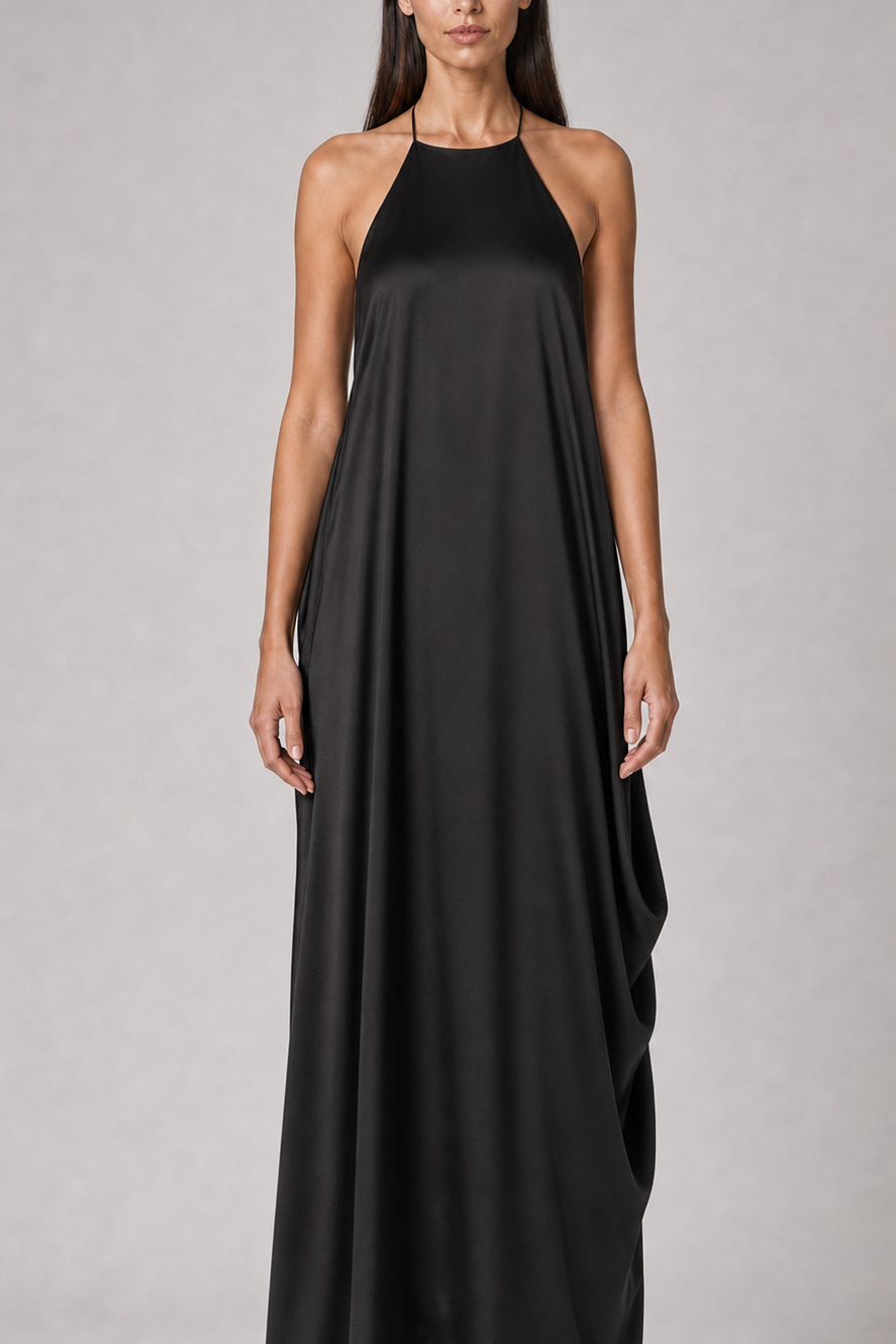 Vestido longo frente única Quitterie preto - frente