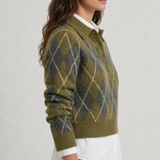 Suéter feminino de tricô gola polo Ondine VIEUX - vista lateral