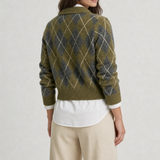 Suéter feminino de tricô xadrez Argyle Ondine VIEUX - vista das costas