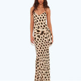 Vestido Longo Animal Print com Decote V e Franzido Ajustável – Aliénor
