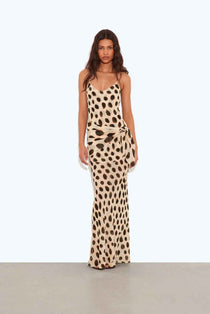 Vestido Longo Animal Print com Decote V e Franzido Ajustável – Aliénor