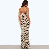 Vestido Longo Animal Print com Decote V e Franzido Ajustável – Aliénor