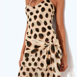 Vestido Longo Animal Print com Decote V e Franzido Ajustável – Aliénor