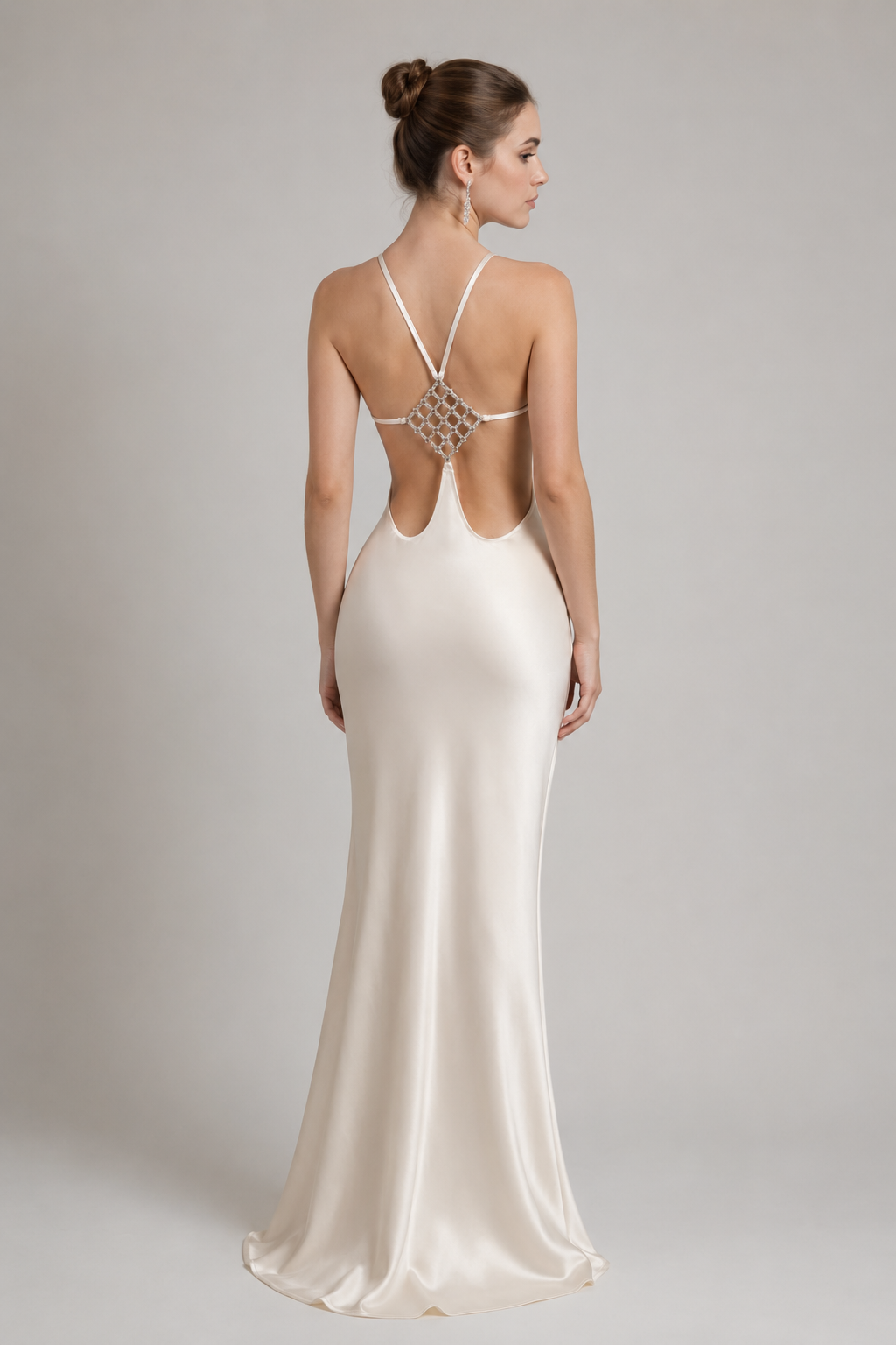Vestido longo de festa acetinado com costas nuas Aveline VIEUX OFICIAL – imagem 1
