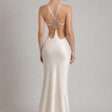 Vestido longo de festa acetinado com costas nuas Aveline VIEUX OFICIAL – imagem 1
